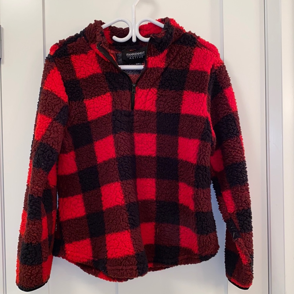 Fuzzy flannel zip up